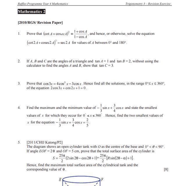 2022 RGS IP Year 4 (Sec 4 Integrated Programme) Mathematics Topical Revision Package (Set A) w FREE RGS exam paper (soft copy) - Image 2